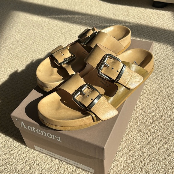 ANTENORA leather two toned sandals in Sz. 37 in like new condition-worn once - Picture 1 of 6